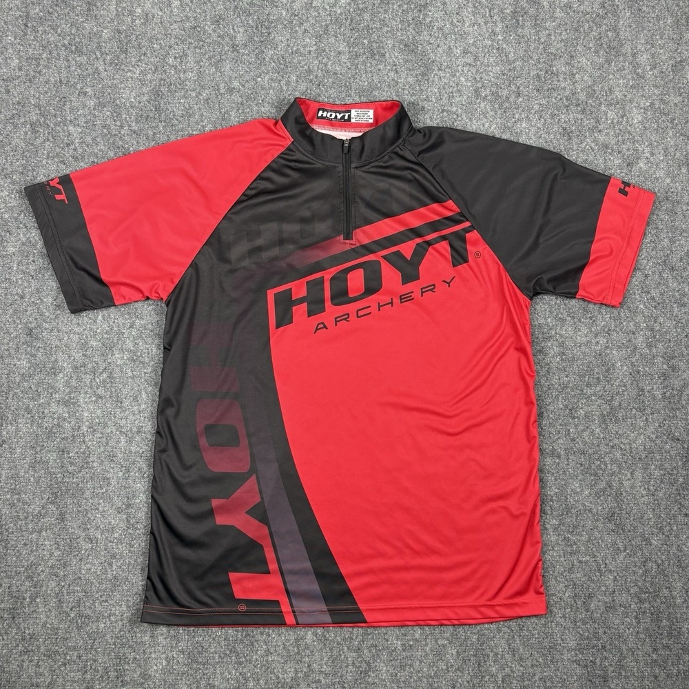 Hoyt Archery Team Shooter Jersey Red/Black 1/4 Zip Performance Polo Men's M
